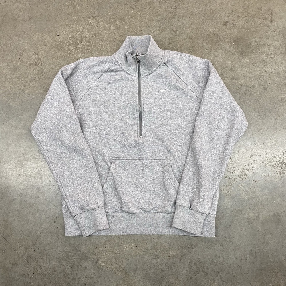 Nike Womens Fleece Half Zip Pullover XL Grey Y2K